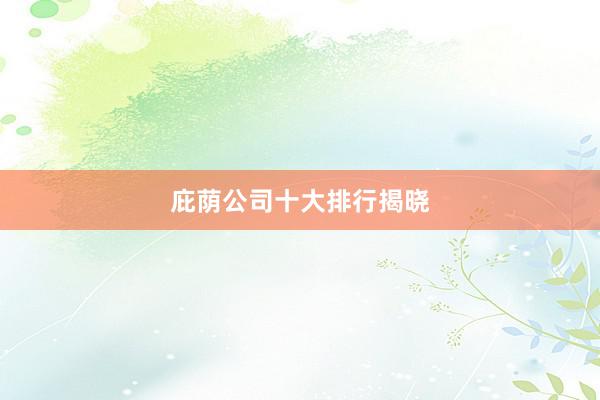 庇荫公司十大排行揭晓