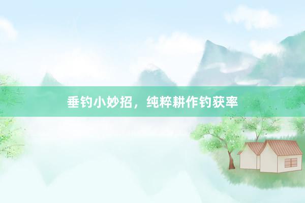 垂钓小妙招,纯粹耕作钓获率